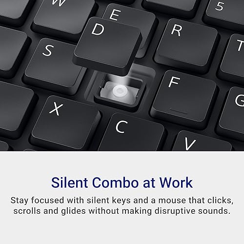 Dell KB555 Silent Keyboard and Mouse - 18 Programmable Shortcut Keys, Copilot Key, Secure Dual-Mode connectivity, Adjustable DPI, Ambidextrous, Low Battery LED Indicator, 3-Year Warranty - Black