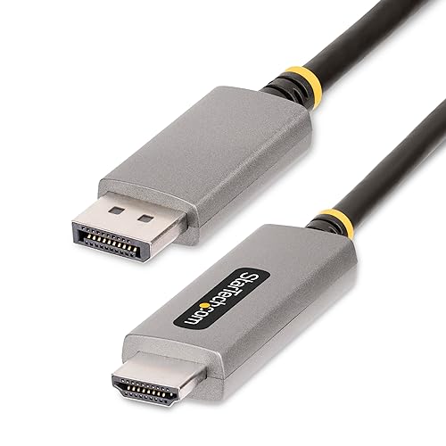 StarTech.com 6ft (2m) DisplayPort to HDMI Adapter Cable, 8K 60Hz, 4K 144Hz, HDR10, DP 1.4 to HDMI 2.1 Active Video Converter, DisplayPort Desktop to HDMI Monitor (133DISPLAYPORTHDMI21)