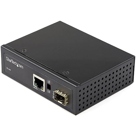 StarTech.com Industrial Fiber to Ethernet Media Converter - 1Gbps SFP to RJ45/ Cat6 - Singlemode/Multimode Optical Fiber to Copper Gigabit Network - 12-56V DC - IP-30/ -40 to +75C (IMC1GSFP)