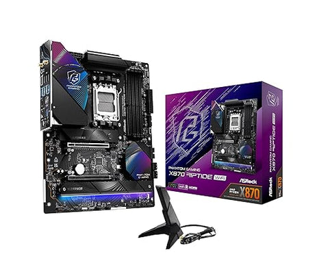 ASRock Phantom Gaming X870 Riptide WiFi 7 AMD Ryzen Socket AM5 ATX Motherboard DDR5 DIMMs 8000 MHz 256 GB USB4 M.2 SATA3 6.0 Gb/s