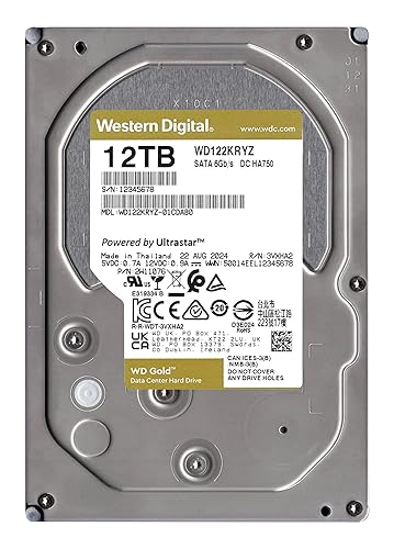 Western Digital 12TB WD Gold Enterprise Class Internal Hard Drive - 7200 RPM Class, SATA 6 Gb/s, 512 MB Cache, 3.5 - WD122KRYZ