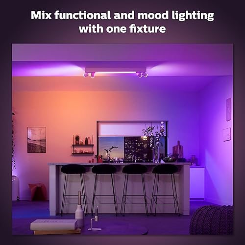 Philips Hue White and Color Ambiance Centris Smart LED Ceiling Light - Includes (1) Color Changing Light Fixture in White with 4 Individually Adjustable Spotlights - Works with Voice