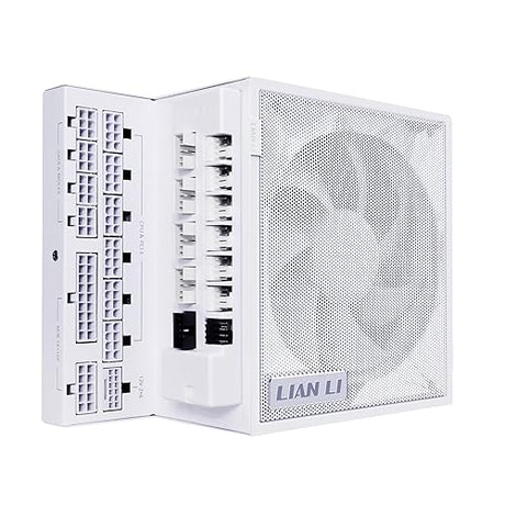Lian Li Edge Serie - 1200W Full Modular Power Supply (Fan USB Hub Included) - Gold - ATX 3.1 - PCIE 5.1 Support - 12V-2x6 Connector - L-Shape Design for Dual Chamber Case - White (EG1200G.WH)