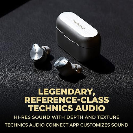 Technics Premium Hi-Fi True Wireless Bluetooth Earbuds with Advanced Noise Cancelling, 3 Device Multipoint Connectivity, Wireless Charging, Hi-Res Audio + Enhanced Calling - EAH-AZ80-S (Silver)