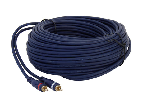 C2G 40617 Velocity One 3.5mm Stereo Male to Two RCA Stereo Male Y-Cable, Blue (50 Feet, 15.24 Meters)