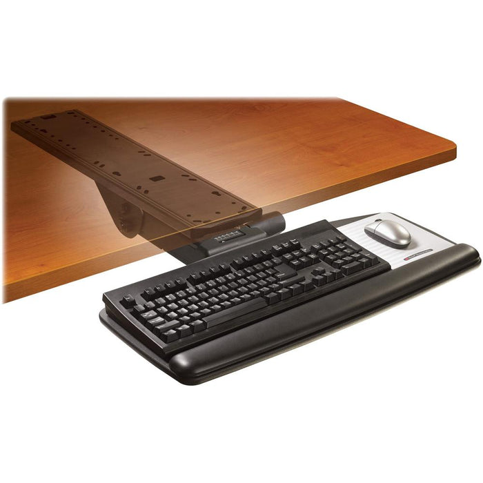 3M Easy Adjust Keyboard Tray, Standard Platform, 23 Track, Black