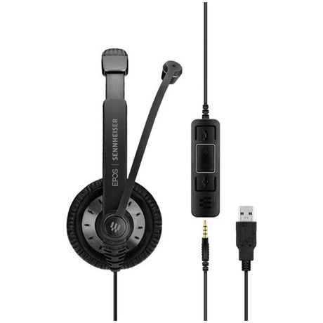 EPOS | SENNHEISER EPOS IMPACT SC 45 USB MS Headset - Mono - Mini-phone (3.5mm), USB Type A, Easy Disconnect - Wired - On-ear - Monaural - Noise Cancelling, Uni-directional, Condenser, Electret Microphone - Black