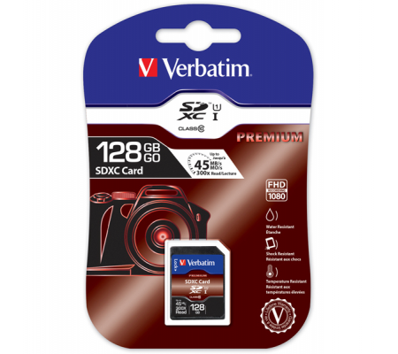 Verbatim 294047 Class 10 Premium SDXC Memory Card, Blue, 128 GB