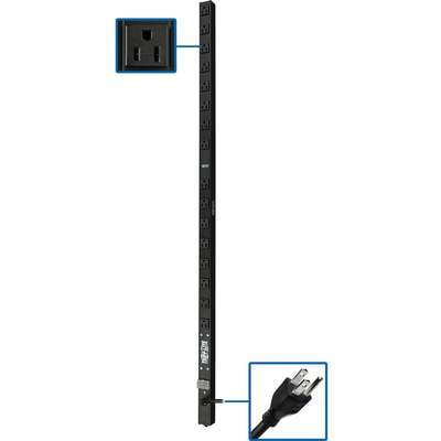 Tripp Lite Data Center PDU Basic 1.44kW 120V Single-Phase - 16 NEMA 5-15R Outlets, 5-15P Input, 15 Ft. Cord, 48 In. 0U Rack - Power Distribution Unit - 1.52 kW