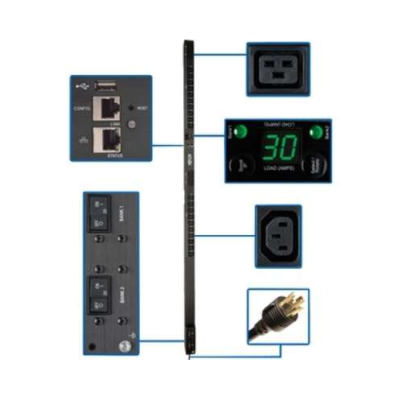 Tripp Lite PDU Switched 5/5.8kW 208/240V, 20 C13 4 C19, LX Platform Interface, 0URM Rackmount Vertical TAA - PDUMV30HVNETLX