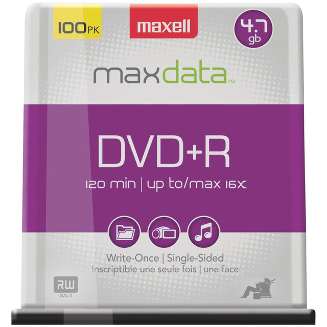 Maxell DVD+R Discs, 4.7GB, 16x, Spindle, Silver