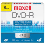 Maxell DVD-R Discs, 4.7GB, 16x, Jewel Cases, Gold