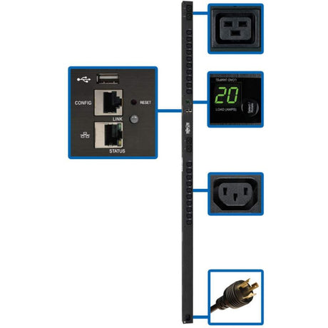 Tripp Lite 3.2–3.8kW Single-Phase Switched PDU With LX Platform Interface, 200–240V Outlets (20 C13 & 4 C19), C20/L6-20P, 0U