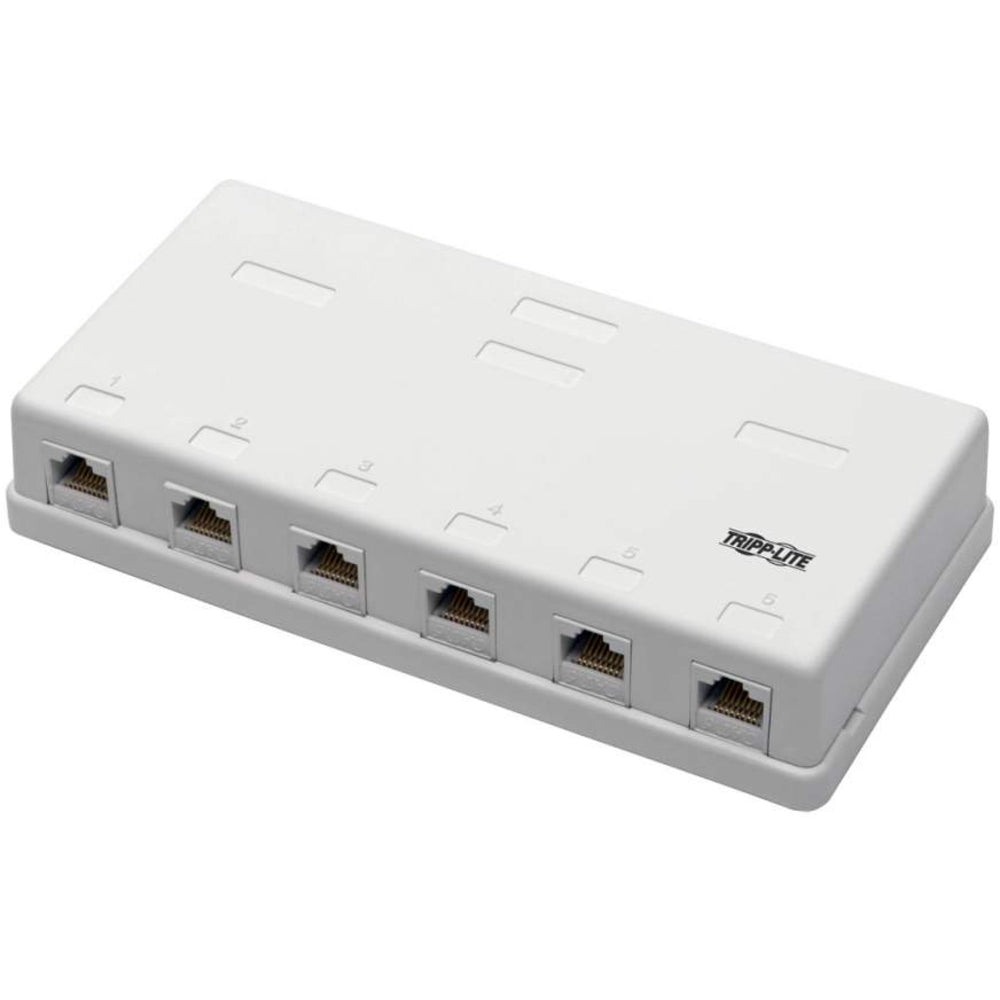Tripp Lite Pre-Configured Unshielded Cat6 6-Port Surface-Mount Box, 110 IDC, RJ45, White - Surface Mount Box
