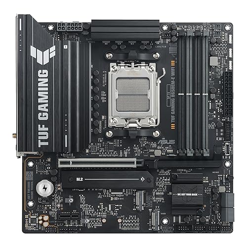 ASUS TUF Gaming B650EM-E WiFi AMD mATX Motherboard, 8+2+1 80A DrMOS Power Stages, DDR5, PCIe 5.0, Three M.2 Slots, WiFi 6, 2.5Gb Ethernet, DisplayPort, HDMI™, Rear USB-C 10Gbps and Front USB-C 5Gbps
