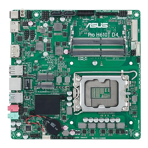 ASUS Pro H610T D4-CSM LGA 1700(Intel 12th Gen&Intel vPro)TCO-optimized Commercial Motherboard (PCIe 4.0,DP,LVDS,SO-DIMM DDR4,USB 3.2 Gen 2,M.2 E slot,Q-LED Core, ASUS Control Center Express)