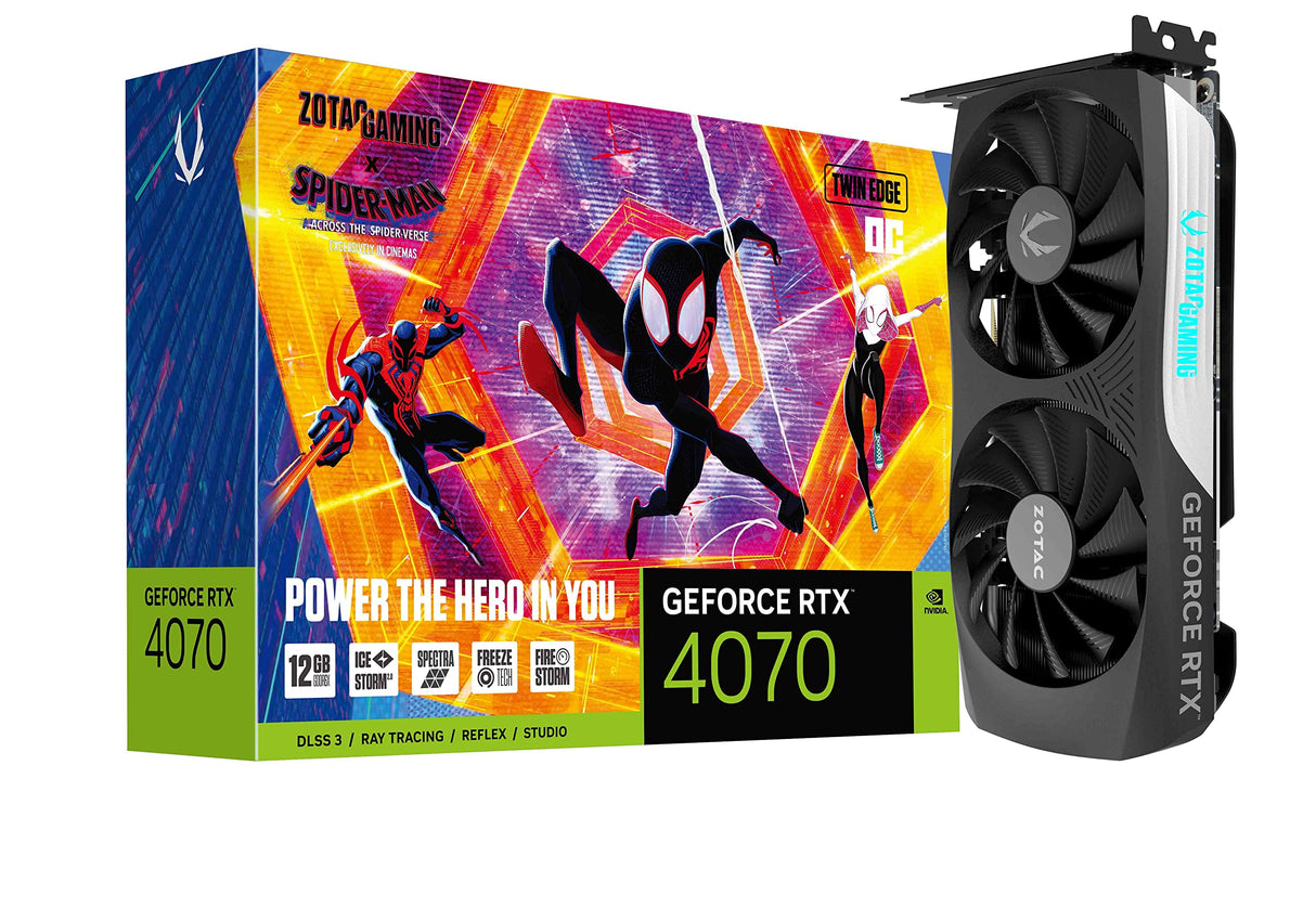 ZOTAC Gaming GeForce RTX 4070 Twin Edge OC Spider-Man: Across The Spider-Verse Inspired Graphics Card Bundle, ZT-D40700H-10SMP