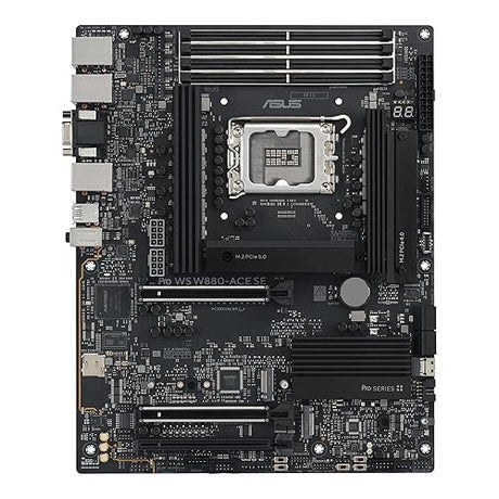 ASUS Pro WS W880-ACE SE Intel® Core™ Ultra Processor (Series 2) LGA 1851 ATX Motherboard, 8+1+2+2 Power Stages, PCIe® 5.0 Ready for Next-gen GPUs, DDR5, Thunderbolt™ 4 Type-C®, 2X 2.5 GbE LAN, 4X M.2