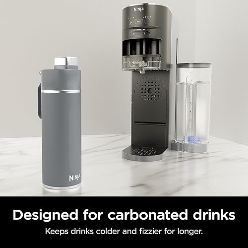 Ninja Thirsti 24oz Travel Bottle for Sparkling Drinks, Fizzier Longer, Leak Proof, 24 Hours Cold, Dishwasher Safe, Insulated Tumbler, Grey, DW2401CGY (Canadian Version)