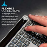 JLab Epic Wireless Keyboard, Black, 108 Keys, Connect Via Bluetooth or USB Wireless Dongle, Multi-Device Toggle, Soft Touch Keys, Smart Media Knob, Custom User Profiles, Rechargeable