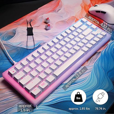 Xtrfy Cherry K5V2 Compact, Mechanical Gaming Keyboard in 65% Format US Layout Hot Swappable, Cherry MX2A RED Switches (Transparent White)