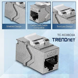 TRENDnet Cat6A RJ45 Keystone Inline Coupler Keystone Jack, 6-Pack, TC-KC06C6A, Keystone Jack Female to Female for Wall Plates & Blank Shielded Keystone Patch Panels, Ethernet Extender Adapter, Silver