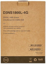 Synology - DDR3L - Module - 4 GB - SO-DIMM 204-pin - 1866 MHz / PC3L-14900-1.35 V - unbuffered - Non-ECC - for Disk Station DS718+