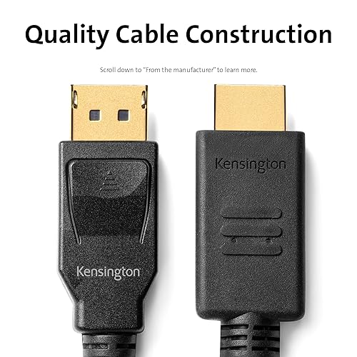 Kensington DisplayPort 1.2 (M) to HDMI (M) Passive Unidirectional Cable, 6ft