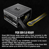 Thermaltake Smart BM3 650W 80Plus Bronze ATX 3.0 & PCIE 5.0 Ready Semi-Modular Power Supply; 105°C/221°F Japanese Capacitor; 5 Year Warranty; PS-SPD-0650MNFABU-3
