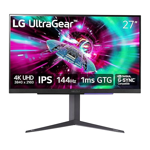 LG 27" Ultragear 4K UHD (3840x2160) Gaming Monitor, 144Hz, 1ms, VESA DisplayHDR 400, G-SYNC and AMD FreeSync Premium, HDMI 2.1, DisplayPort, 4-Pole HP Out DTS HP:X, Tilt/Height/Pivot Stand, Black