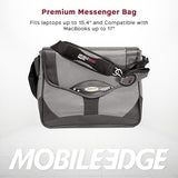 Mobile Edge Premium Laptop Messenger Bag for Men and Women, Travel, Fits Up To 15.4 Inch PCs and Compatible with MacBook 17 Inch, Silver, MEMP02 Black/Silver