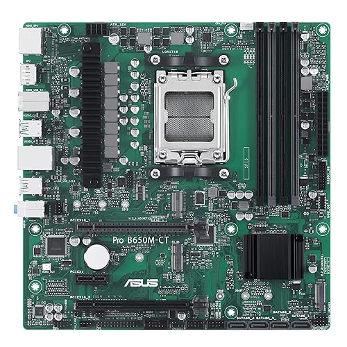 ASUS Pro B650M-CT-CSM AMD B650(Ryzen 7000) Micro-ATX Commercial Motherboard(DDR5,2xM.2 Slots, PCIe 5.0 M.2 Slot, USB 3.2 Gen 2 Ports, Front USB 3.2 Gen 1 Type-C®, TPM IC onboard, M.2 Key E Slot