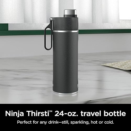 Ninja Thirsti 24oz Travel Bottle for Sparkling Drinks, Fizzier Longer, Leak Proof, 24 Hours Cold, Dishwasher Safe, Insulated Tumbler, Black, DW2401CBK (Canadian Version) Black 24 Ounces