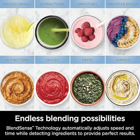 Ninja TB201C Detect Power Blender Pro, BlendSense Technology, For Smoothies, Shakes & More, 1800 Peak Watts, 72 oz. Pitcher, Blender, Black Blender Only