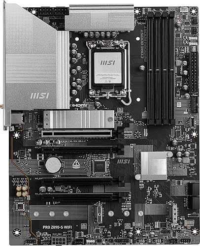 MSI PRO Z890-S WiFi ProSeries Motherboard (Support Core Ultra Series 2 Intel Processors, LGA 1851, DDR5, PCIe 5.0, M.2, SATA, 2.5Gbps LAN, USB Type-C, Wi-Fi 7, Bluetooth 5.4, Thunderbolt 4, ATX)