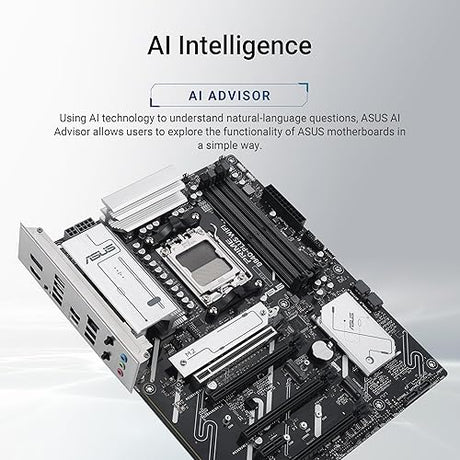 ASUS Prime B840-PLUS WiFi AMD AM5 B840 ATX Motherboard, Advanced AI Ready, DDR5, PCIe 4.0, 3X M.2, Wi-Fi 6E, 2.5Gb LAN, DisplayPort, HDMI™, USB 10Gbps Type-A & Type-C®, BIOS Flashback™, Aura Sync RGB