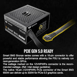 Thermaltake Smart BM3 850W 80Plus Bronze ATX 3.0 & PCIE 5.0 Ready Semi-Modular Power Supply; 105°C/221°F Japanese Capacitor; 5 Year Warranty; PS-SPD-0850MNFABU-3