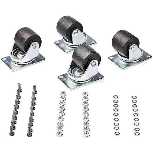 StarTech.com Heavy Duty Casters for Server Racks/Cabinets - Set of 4 Universal M6 2-inch Caster Kit - Replacement Swivel Caster Wheels (45x75mm Pattern) for 4 Post Racks - Steel/Plastic (RKCASTER2) 45 mm x 75 mm