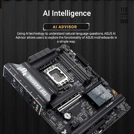 ASUS TUF Gaming B860-PLUS WiFi B860 LGA 1851 mATX Motherboard, Intel® Core™ Ultra Series 2 Ready, Advanced AI PC-Ready, 12+1+2+1 Stages, DDR5,PCIe 5.0, 3X M.2, Wi-Fi 7, 2.5Gb LAN, USB 20Gbps Type-C®