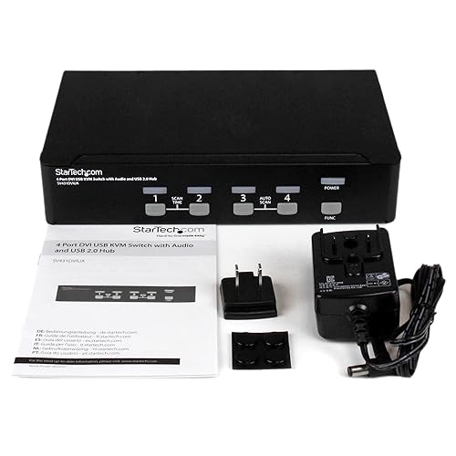 StarTech.com SV431DVIUA 4-Port DVI USB KVM Switch with Audio and USB 2.0 Hub (Black) 4 Port