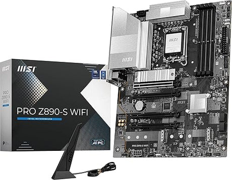 MSI PRO Z890-S WiFi ProSeries Motherboard (Support Core Ultra Series 2 Intel Processors, LGA 1851, DDR5, PCIe 5.0, M.2, SATA, 2.5Gbps LAN, USB Type-C, Wi-Fi 7, Bluetooth 5.4, Thunderbolt 4, ATX)