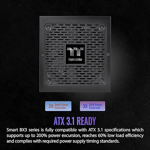 Thermaltake Smart BX3 550W 80Plus Bronze ATX 3.1 Standard Power Supply; Non-Modular; PS-SPD-0550NNFABU-3; 5 Year Warranty Bronze (ATX 3.0) 550W