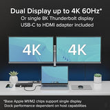 Plugable Thunderbolt 4 Dock for Dual 4K or 8K Display – 100W Charging Docking Station for MacBook Pro and Windows Laptops with 11 Ports, 3X Thunderbolt, Ethernet, USB, and SD Card (TBT4-UDX1)