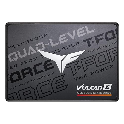 TEAMGROUP T-Force Vulcan Z 2TB SLC Cache 3D NAND QLC 2.5 Inch SATA III Internal Solid State Drive SSD (R/W Speed up to 550/470 MB/s) T253TY002T0C101 2TB Vulcan Z QLC