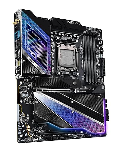 ASRock Phantom Gaming X870E Nova WiFi Socket AM5 AMD Ryzen DDR5 DIMMs 8200 MHz 256 GB ATX Motherboard USB4