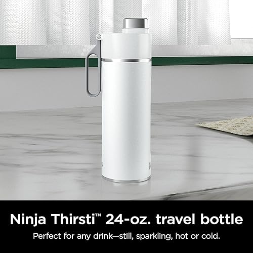 Ninja Thirsti 24oz Travel Bottle for Sparkling Drinks, Fizzier Longer, Leak Proof, 24 Hours Cold, Dishwasher Safe, Insulated Tumbler, White, DW2401CWH (Canadian Version) White 3.48 in L x 3.19 in W x 10 in H