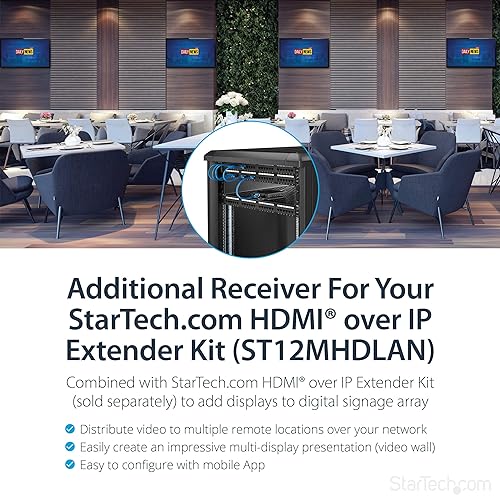 StarTech.com ST12MHDLANRX Hdmi Video Over Ip Gigabit Lan Enet Receiver for St12mhdlan 1080p, Black