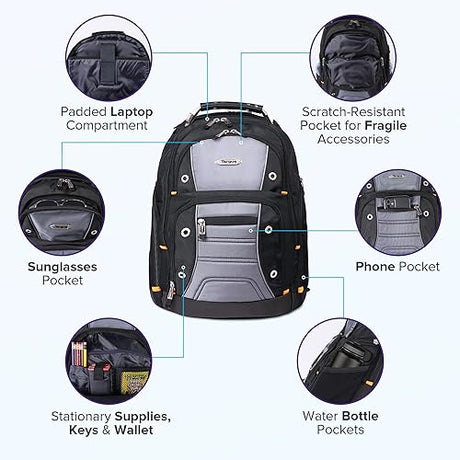 Targus Drifter II Backpack for 17-Inch Laptop, Black/Grey (TSB239US) 17 Inch Drifter Backpack Black/Gray