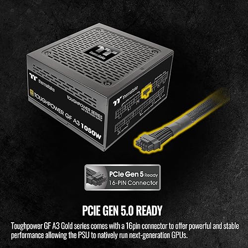 Thermaltake Toughpower GF A3 ATX 3.0 1050W 80+ Gold Full Modular SLI/Crossfile Ready Power Supply; PCIe Gen.5 600W 12VHPWR Connector Included; PS-TPD-1050FNFAGU-L; 10 Year Warranty