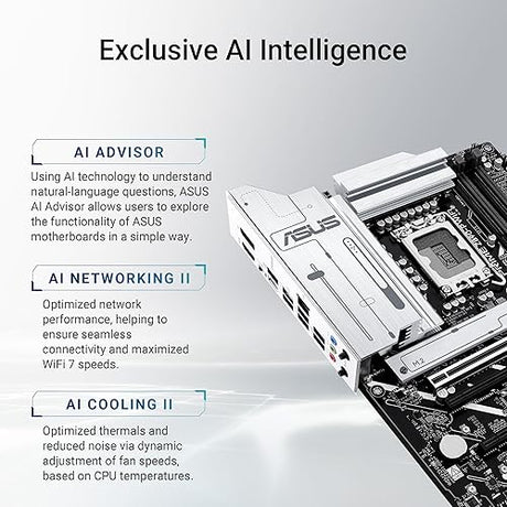 ASUS PRIME Z890-P WIFI Z890 LGA 1851 ATX motherboard, Intel® Core™ Ultra Series 2 Ready, Advanced AI PC-ready, 14+1+1+2 power stage, DDR5, PCIe® 5.0, Thunderbolt™ 4 USB Type-C®, 4x M.2, Wi-Fi 7, 2.5Gb